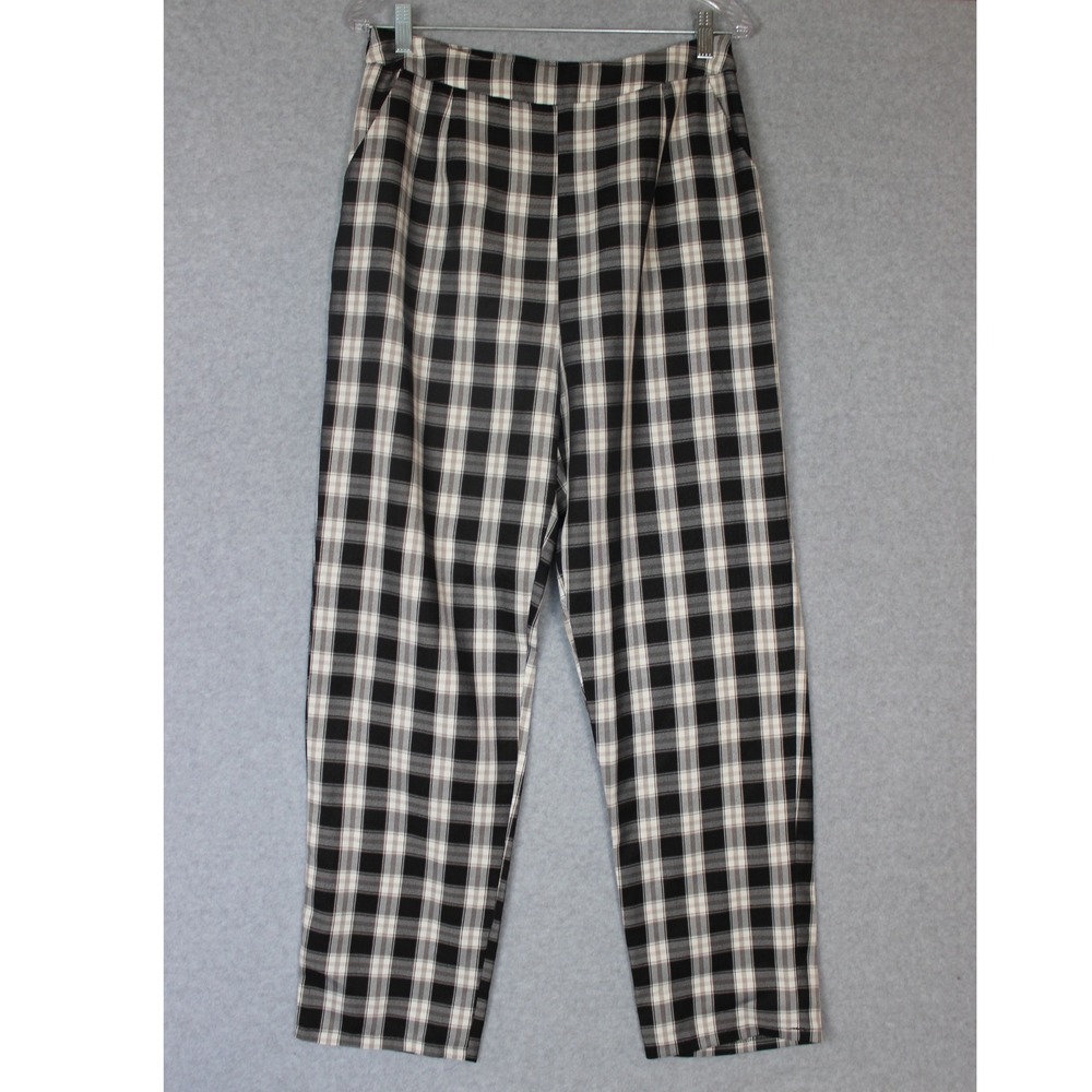 Pretty‎ Little Thing Womens Plaid Trouser Pants Straight Leg Size 8 Pockets
